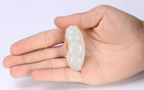 和田玉白玉果实累累挂件19g【三礼玉器】